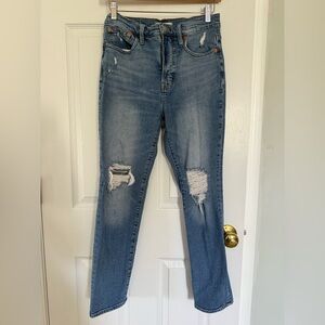 Madewell High Rise Distressed Blue Jeans